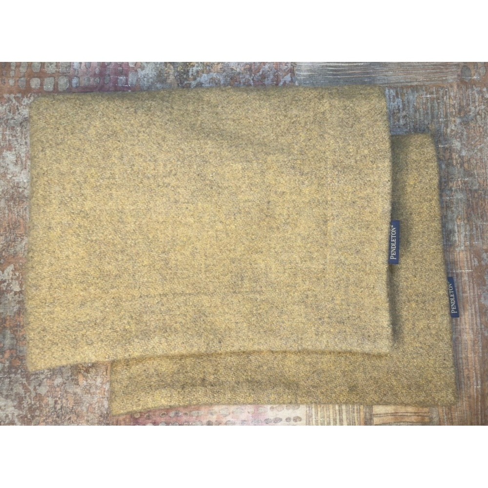 PENDLETON Sham Set Wool Standard Mustard Brown Woven Fabric Thick